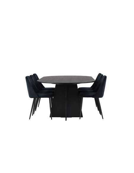Matgrupp Bootcut med Night matstolar, 230 × 115 cm