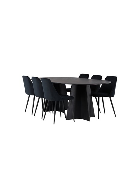 Matgrupp Bootcut med Night matstolar, 230 × 115 cm