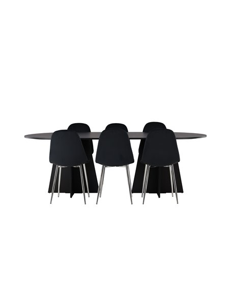 Matgrupp Bootcut med Polar matstolar, 230 × 115 cm