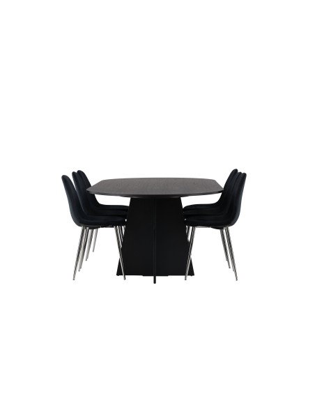 Matgrupp Bootcut med Polar matstolar, 230 × 115 cm