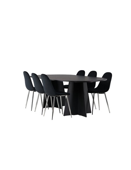 Matgrupp Bootcut med Polar matstolar, 230 × 115 cm