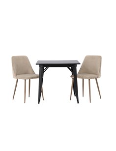 Matgrupp Tempe med Night matstolar, 80 × 80 cm