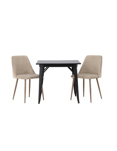 Matgrupp Tempe med Night matstolar, 80 × 80 cm