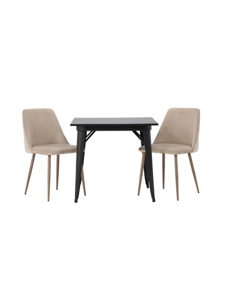 Matgrupp Tempe med Night matstolar, 80 × 80 cm