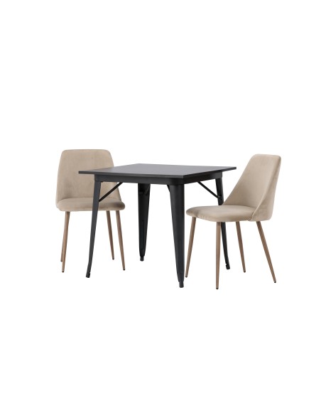 Matgrupp Tempe med Night matstolar, 80 × 80 cm