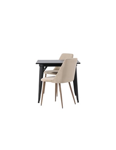 Matgrupp Tempe med Night matstolar, 80 × 80 cm