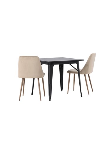 Matgrupp Tempe med Night matstolar, 80 × 80 cm