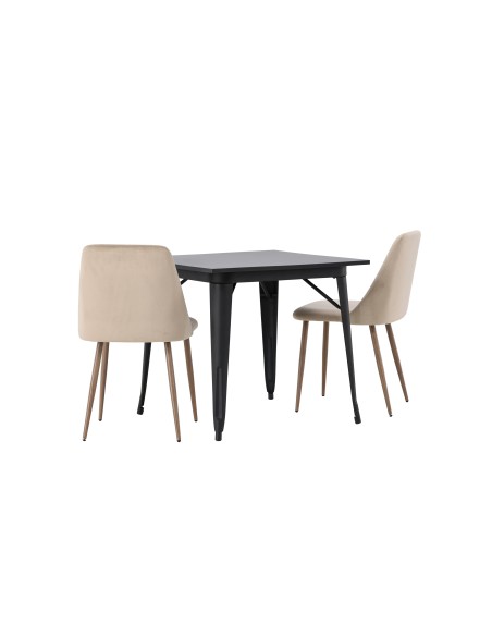 Matgrupp Tempe med Night matstolar, 80 × 80 cm