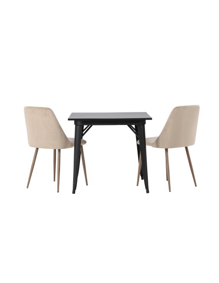 Matgrupp Tempe med Night matstolar, 80 × 80 cm