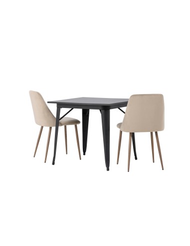 Matgrupp Tempe med Night matstolar, 80 × 80 cm