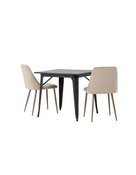 Matgrupp Tempe med Night matstolar, 80 × 80 cm