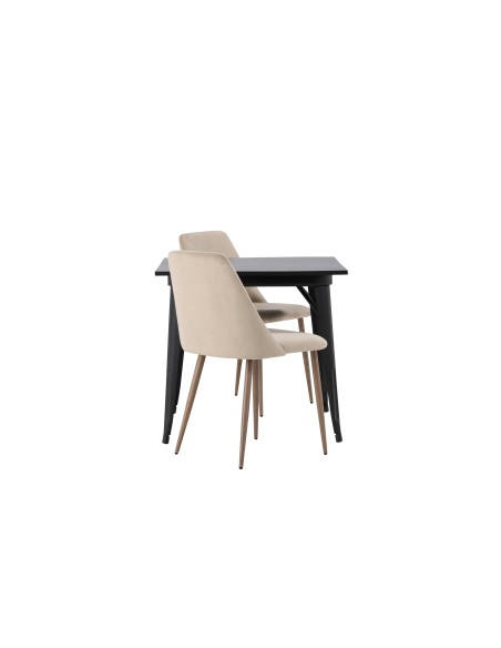 Matgrupp Tempe med Night matstolar, 80 × 80 cm