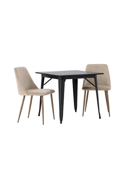 Matgrupp Tempe med Night matstolar, 80 × 80 cm