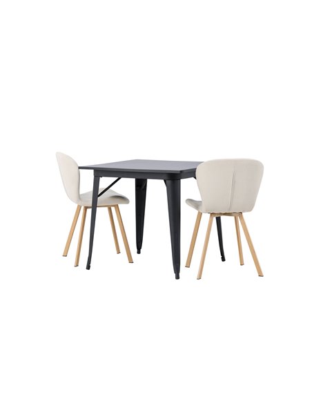Matgrupp Tempe med Lilja matstolar, 80 × 80 cm