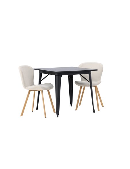 Matgrupp Tempe med Lilja matstolar, 80 × 80 cm