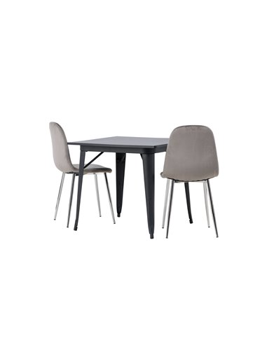 Matgrupp Tempe med Eva matstolar, 80 × 80 cm