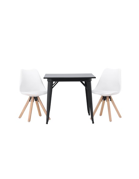 Matgrupp Tempe med Zeno matstolar, 80 × 80 cm