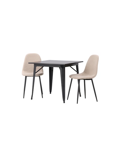 Matgrupp Tempe med Polar matstolar, 80 × 80 cm