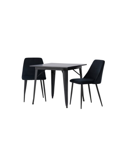 Matgrupp Tempe med Night matstolar, 80 × 80 cm