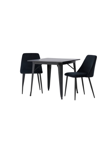 Matgrupp Tempe med Night matstolar, 80 × 80 cm