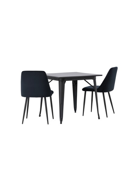 Matgrupp Tempe med Night matstolar, 80 × 80 cm