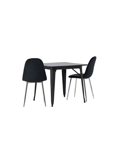 Matgrupp Tempe med Polar matstolar, 80 × 80 cm