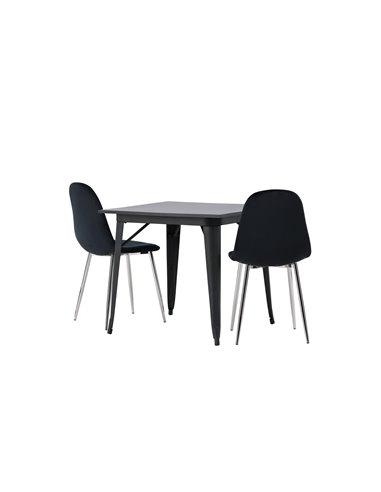 Matgrupp Tempe med Polar matstolar, 80 × 80 cm