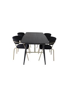 Matgrupp Gold med Arrow matstolar, 180 × 85 cm