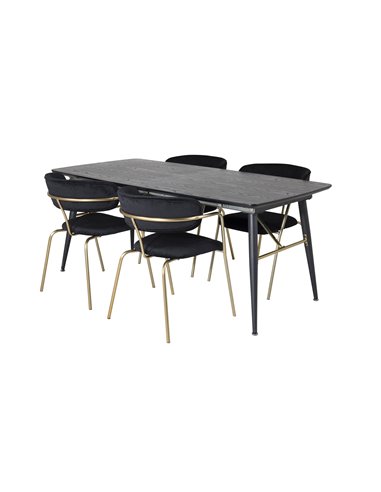 Matgrupp Gold med Arrow matstolar, 180 × 85 cm