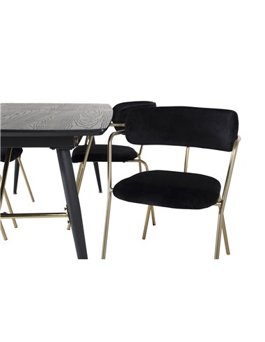Matgrupp Gold med Arrow matstolar, 180 × 85 cm
