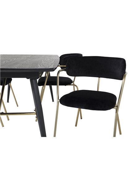 Matgrupp Gold med Arrow matstolar, 180 × 85 cm