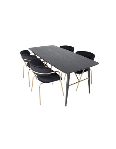 Matgrupp Gold med Arrow matstolar, 180 × 85 cm