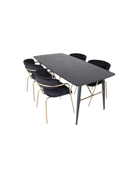 Matgrupp Gold med Arrow matstolar, 180 × 85 cm