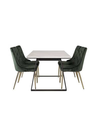 Matgrupp Estelle med Velvet Deluxe matstolar, 140 × 90 cm