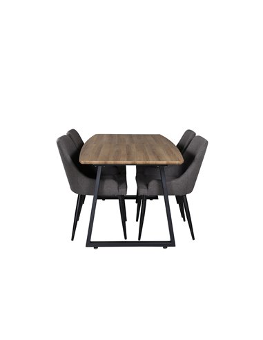 Matgrupp Inca med Plaza matstolar, 160 × 85 cm