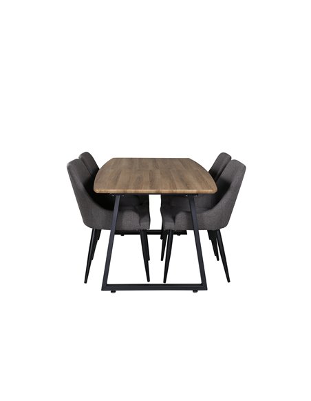 Matgrupp Inca med Plaza matstolar, 160 × 85 cm