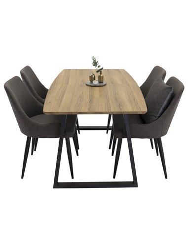 Matgrupp Inca med Plaza matstolar, 160 × 85 cm
