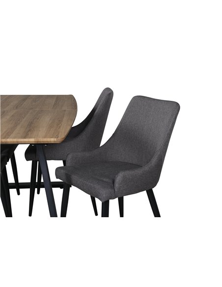 Matgrupp Inca med Plaza matstolar, 160 × 85 cm
