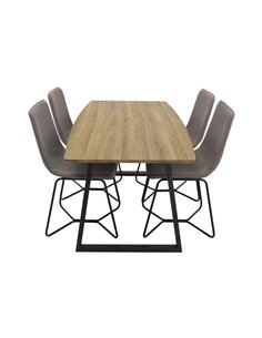 Matgrupp Inca med X matstolar, 160 × 85 cm