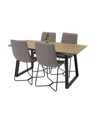 Matgrupp Inca med X matstolar, 160 × 85 cm