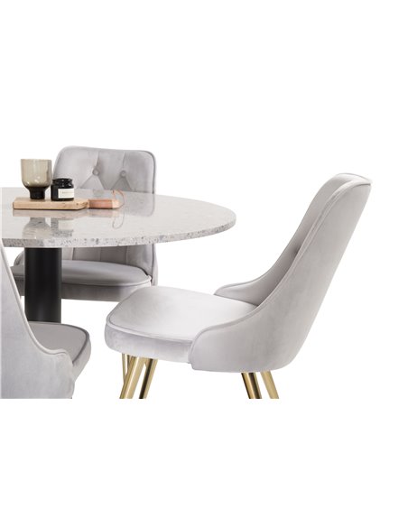 Matgrupp Razzia med Velvet Deluxe matstolar