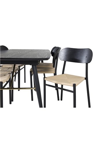 Matgrupp Gold med Polly matstolar, 180 × 85 cm
