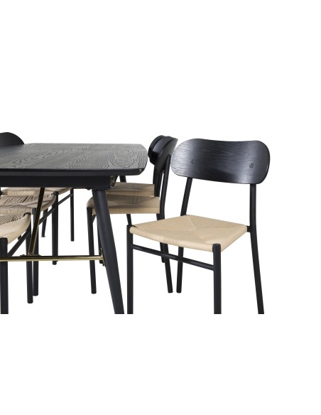 Matgrupp Gold med Polly matstolar, 180 × 85 cm