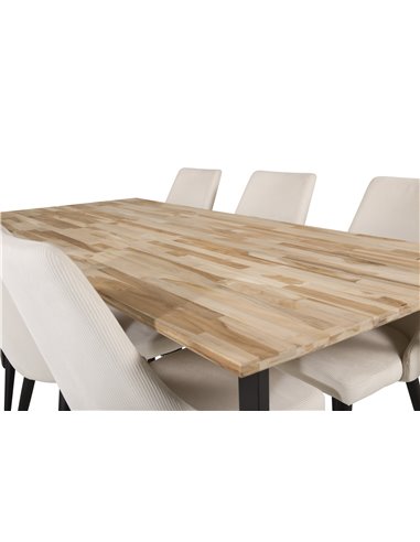Matgrupp Cirebon med Leone matstolar, 200 × 90 cm