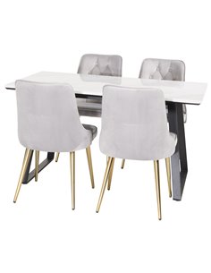 Matgrupp Estelle med Velvet Deluxe matstolar, 140 × 90 cm