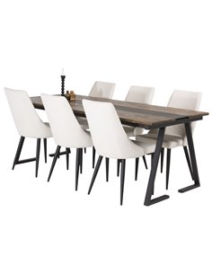 Matgrupp Jakarta med Leone matstolar, 200 × 90 cm