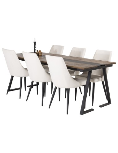 Matgrupp Jakarta med Leone matstolar, 200 × 90 cm