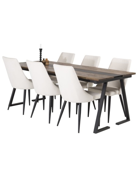 Matgrupp Jakarta med Leone matstolar, 200 × 90 cm