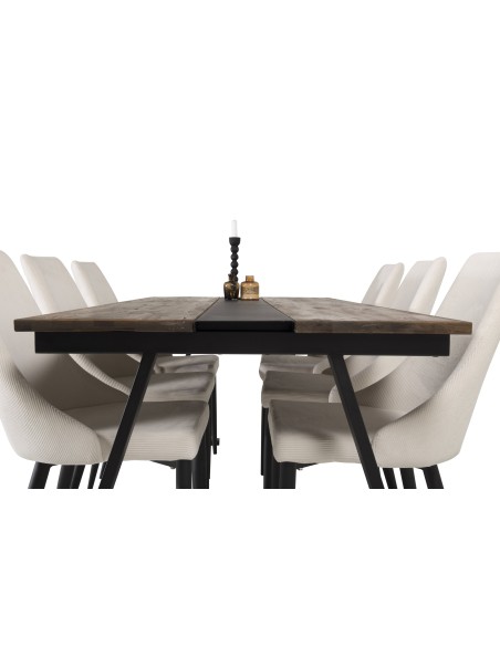 Matgrupp Jakarta med Leone matstolar, 200 × 90 cm
