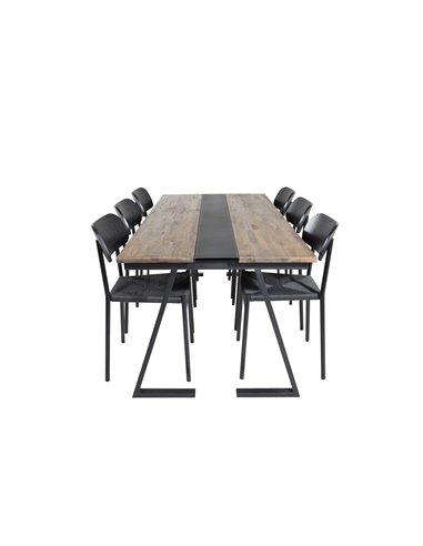 Matgrupp Jakarta med Polly matstolar, 200 × 90 cm